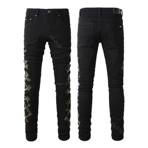 jeans firmati per jeans da uomo pantaloni di lino jeans da uomo hip hop jeans strappati effetto consumato slim fit pantaloni a vita bassa stampa di lettere moto per uomo ricamo veri jeans di marcaER3W