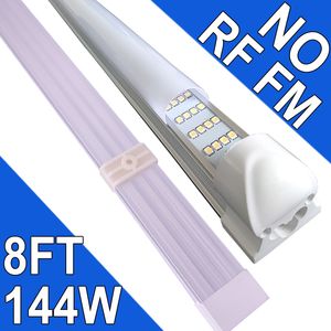 Luci da negozio a LED da 8 piedi, tubo a LED integrato a 4 file da 8 piedi e 8', lampada a montaggio superficiale collegabile con copertura lattiginosa da 144 W 18000 lm, sostituisce la luce fluorescente DROP SHIP usastock