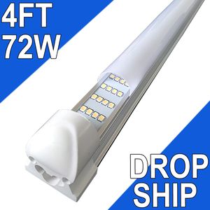 4-stopowa LED sklep światła Garaż 72 W 6500K 72000LM Białe światło, Drop Ship No-Rf RM T8 4ft Tube Lame Lights Warsztat Piwnica, połączenia LED Shop Lights Usastock