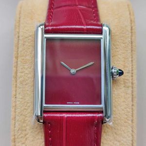 Superficie rosso vino con produzione AF di alta qualità Carter Tant Must K11 orologio da donna con quadrante con diamanti, movimento solare in pietra al quarzo con scatola originale FQHZ