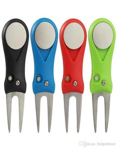 Golfträning AIDS 1 PCS Steel Divot Repair Tool Pitch Groove Cleaner Pitchfork Accessories Patch Green Fork Dropship78518463609079