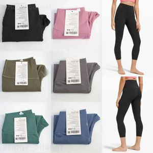 Lu Align Lu Sem Costura Yoga Lady Sports Calças Capri Musculação Calça Cortada Mulher Sportswear Cintura Alta Nua Leggings Stretch Atlético Trou Hig