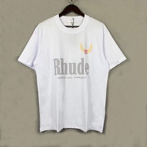 RH Designers Mens Rhude Bordado camisetas T para masculino Tops letra letra Polos Camisa feminina Tshirts Roupas de mangas curtas grandes plus size 100% algodão camisetas s-xl 3q