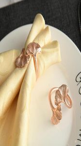 10pcsmetal rosa ouro damasco folha guardanapo anel mesa superior decoração guardanapo titular para banquetes de casamento ocidentais etc2856056