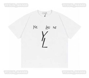 Designer xury ysls clássico camiseta homens e mulheres hip hop letras impressão top verão respirável high street algodão solto tee4620804