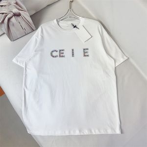 Women's T-shirt designer clothes made of pure cotton classic trendy brand colorful letters hot diamonds summer tops minimalist and versatile