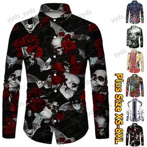 Men's Casual Shirts Men's Long-sleeved Personalized Printed Shirt Slim Daily Commuter Casual Shirt Tops Classic Design Button-down Shirt XS-8XL T240124