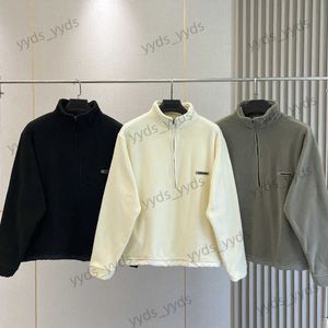 Erkek Hoodies Sweatshirts Moda Erkekler Yarım Fermuar Polar Polar Sweatshirt Silika Jel Harfleri Hoodies Yüksek Sokak Hip Hop Gevşek UNISEX KÜÇÜK T240124