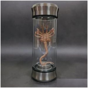 Dekorativa föremål Figurer Alien Glow Jar Xenomorph Prov Faceher Embryo Glass Movie Prop Home Decor Desktop Crafts Scpture Drop Otacf