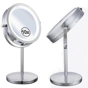 Speglar 7 tum LED -lampor Makeup Mirror Desktop Double Side Mirror 5x eller 10x förstoring Ny stil Badrum Kosmetisk spegel