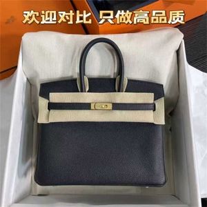 Designer-Tasche Handswen 7A Echtleder Original Togo-Ledertasche Schwarz/Weiß/Goldbraun/Elefantengrau 25/30/35 Wachsgold und Schnalle