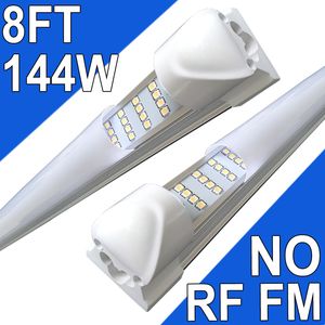 LED T8 Integrerad enkel fixtur, 8ft 144000lm, 6500k Super Bright White, 144W Utility LED-butiksljus, tak och under skåp Light No-RF RM Garage Usastock