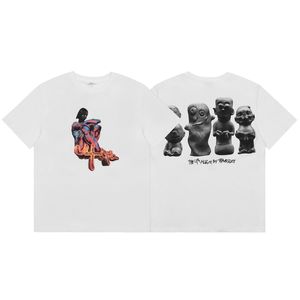 Camiseta de manga curta oversized americana estampa de desenho animado homens mulheres hip hop maré solta tops camisetas