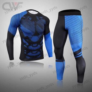 Men's Tracksuits Winter New Men Ski Thermal Underwear Sets Compression Sweat Quick Drying Cycling Thermo Underwear Men Clothing Long Johns T240124