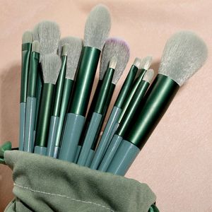 Strongtorm New 13 Four Seasons Green Portable Soft Powder Blusher Eye Shadow Brush Full Set of Makeup Tools