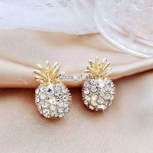 Stud Full Crystal Pineapple Studörhängen för kvinnor Golden 2022 Trendiga lyxkoreanska smycken White Zircon Earrings FemaleH240125