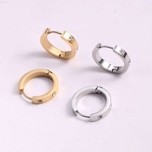 Rose Gold Plated Jewelry Fashion Women Hoops Zircon Stainless Steel Diamond Huggie Earrings