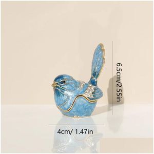 Jewelry Pouches Bags Decorative Hand Painted Lovely Bird Hinged Trinket Box Unique Gift Home Decor Drop Delivery Packing Display Ot2Sp