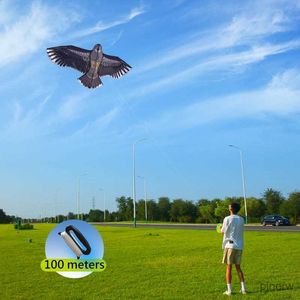 Kite Accessories YongJian 2m Giant Eagle Kite With 100m kite string Flying Bird Kites Outdoor Fun Sports Garden Cloth Toys Bird repelling kite