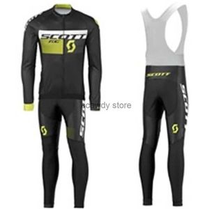 Herrspårssuits Scott Team Cycling Jersey Set 2024 Man Autumn Mtb Race Cycling Clothing Long Seve Ropa Ciclismo Outdoor Riding Bike UniformH24123