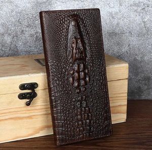 men's Leather Long Wallets used first layer cowhide silver bag suit bags mens designer wallet Embossed crocodile head pattern