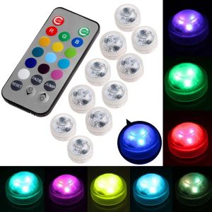 Umlight1688 CR2032 operado por bateria 3 CM redondo branco super brilhante / branco frio / RGB multicolorido LED submersível LED luz floral com controle remoto LL