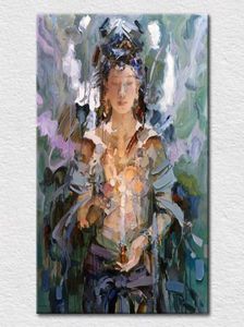 hand made asian boudddha oil painting female goddess buddha canvas wall art religion decorative pictures from china T1P3396740549956450