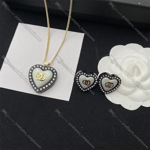 Moda dupla carta colares pêssego coração colar brincos diamante feminino amor brincos colar conjuntos de jóias