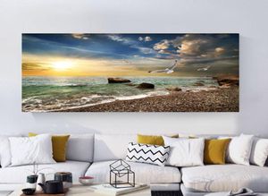 Natural Landscape Poster Sky Sea Sunrise Målning tryckt på duk Heminredning Väggkonst Bilder för vardagsrum5842192