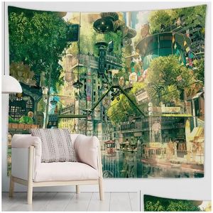 Tapestries Fantasy Wall Tapestry Market Tyg Hanging Art Bedroom Bild på Yoga matta för hem Drop Delivery Home Garden Home Deco Otdwf