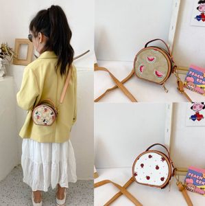 2024 primavera dos desenhos animados crianças bolsa meninas imprimir redonda totes bebê crossbody sacos de mensagem