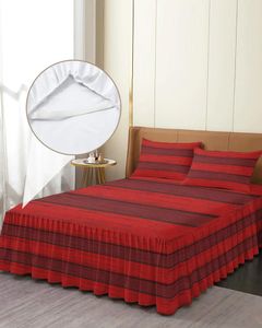 Gonna da letto Copriletto con angoli elasticizzati rustici con venature del legno retrò rosso con federe Coprimaterasso Set di lenzuola