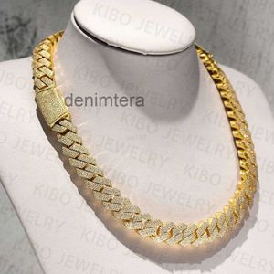 20mm 18k S925 Silver Cuban Chain Vvs Hip Hop Moissanite Jewelry Link Necklace for Men 0D20