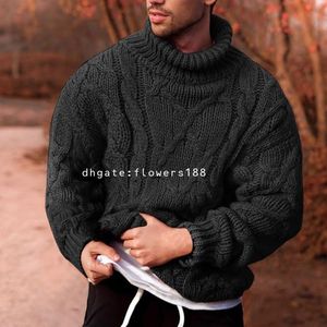 Men's Sweaters 2024 European American Fashion Casual Twisted Floral Turtleneck Men's Sweater Men's Knitwear DY02