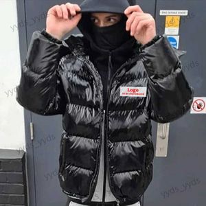 Erkek Ceketler Londra Çıkarılabilir Kapşonlu Ceket Ceket Parlak Siyah -Replica Winter High Street Erkeklerin Gevşek Dış Giyim Üstleri T240124