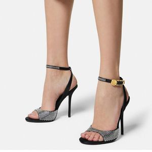 With Box Sandals Heels Designer Women Classic Dress Shoes Quality Leather Sexy Party Evening Shoes Paper clip Buckle Ankle Strap 11cm Factory footwear 35-42 10A