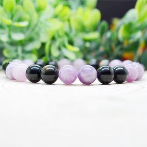 MG1979 8 MM Natural Lepidolite Gold Sheen Obsidian Mixed Bracelet Womens Beaded Gemstone Energy Healing Crystals Jewelry