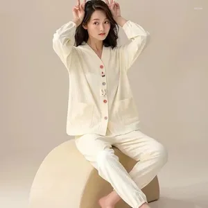 Women's Sleepwear 2024 Pure Cotton Pajamas Set Ladies Spring Autumn Loungewear Long-sleeved Home Clothes Girls Plus Size Suit