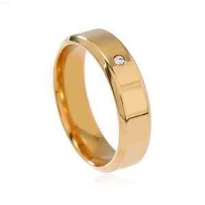 2401 Zhongqi Stainless Steel Jewelry Simple Fashion Two Beveled Bright Face Inlaid - a Couple Titanium Ring Male Manufacturers