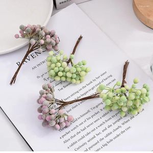 Decorative Flowers 6PCS Artificial Pompom Baby's Breath Diy Gifts Candy Box Fake Plants Christmas Garland Vase For Home Wedding Decoration