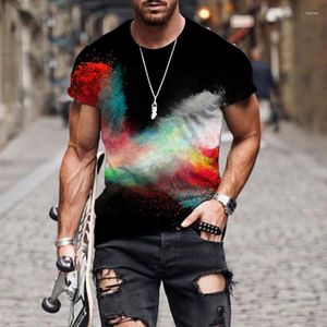 Koszulki męskie kolorowe plamki barwione wzór Hip Hop koszulka mężczyzn Kobiety z nadrukiem ponad dużą koszulką HARAJUKU Summer Short Sleeve Tops