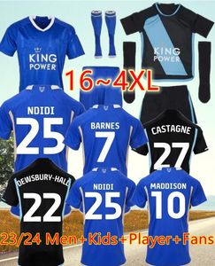 2324 Leicester Soccer Jerseys Barnes Vardy Daka Maddison Iheanacho Ayoze Ndidi Lookman City Home 2023 2024 Vardy Football Mundlifs Men Set Kit zestaw