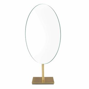 Mirrors Oval Desktop Makeup Mirror Antique Bronze Vanity Standing Frameless Single Sided Cosmetic Mirror on Dressing Table Decent Gifts