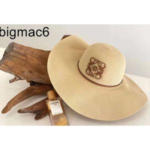 2024 Summer New Jacquard Embroidered Fisherman LoweeeYiwi Hat Pieced Leather Woven Beach Sunshade Straw Hat