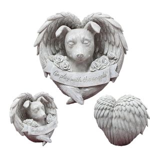 Lapidi Nuovo Angelo Cane Ornamento Resina Pet Gatto Cane Lapide Pietra commemorativa Giardino esterno Statua di animale Memoriale di cane gatto all'ingrosso