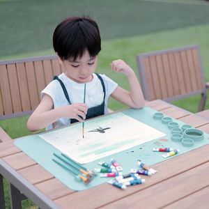 Tillhandahåller barns ritmatta silikonpalett färgblandning av färgpalettbricka för akvarell gouache akrylmålningskonsttillbehör