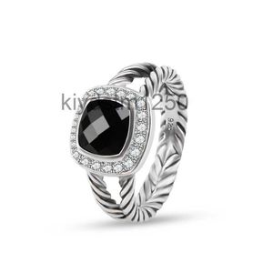 Anelli a fascia Filo intrecciato Prismatico Nero Moda donna Placcato argento Micro diamanti Stili versatili alla moda Anello di fidanzamento 2024 Designer per le donne TOED