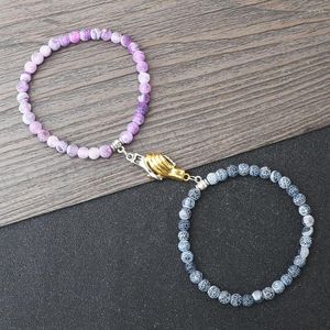 Strand casal amizade contas de pedra natural pulseiras para mulher homem aperto de mão pingente pulseira yoga corrente dia dos namorados presente amantes jóias