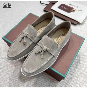 2024NEW WALK BAYNA DÜZ YOLU SAYIT ayakkabı Loro Piyano Erkek Tasman Vintage Loafers Süet Elbise Orijinal Deri Sabahlar Tasarımcısı Moccasin Üzerinde Hediye Ayakkabı Kalça 15