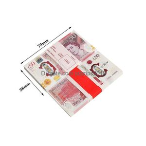 Altre forniture per feste festive Dimensioni del 50% Prop Soldi Stampati Giocattoli Sterlina britannica Gbp Britannica 50 Copia commemorativa Banconote in euro per bambini C Dhuxt